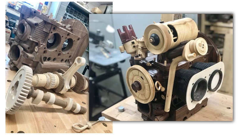 Illustration for article titled This Hand-Carved Wooden Volkswagen Engine Is a Thing of Strange and Staggering Beauty